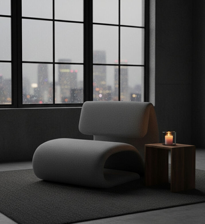 Dan Form Dubna Boucle Fabric Lounge Chair, Taupe, Packshot View