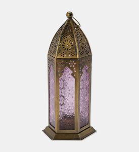 Home Deco and More Glass-panel Cylindrical-shape Lantern, Pink, Packshot View