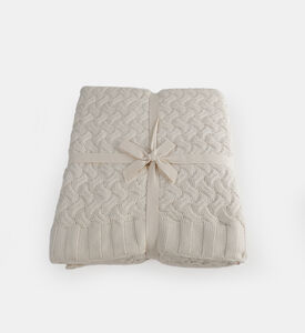 Home Deco and More Natural Tone Knitted Cotton Throw, Packshot View