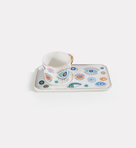Home Deco and More Porcelain Eye Motif Cup & Tray Set, Packshot View
