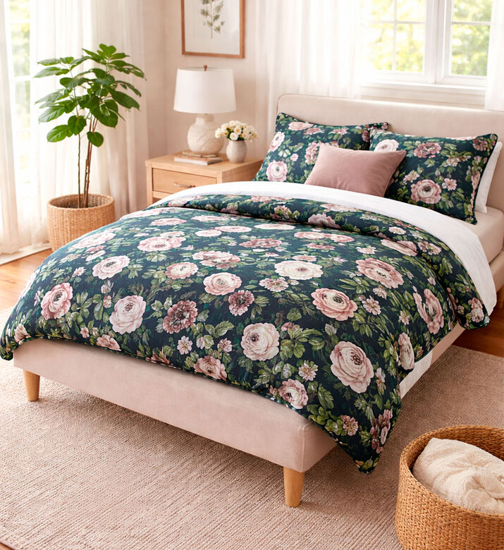 Home Deco and More Linear Coordinated Pillow Bed Set, Green, 200x200-cm, Packshot View