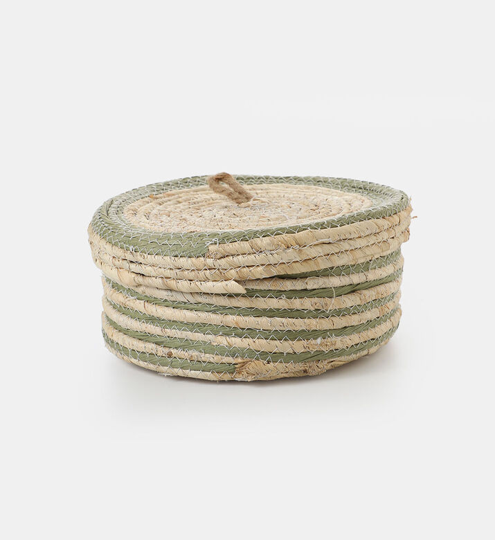 Home and Styling Straw Lidded Baskets, Beige, 23.8-cm, Packshot View