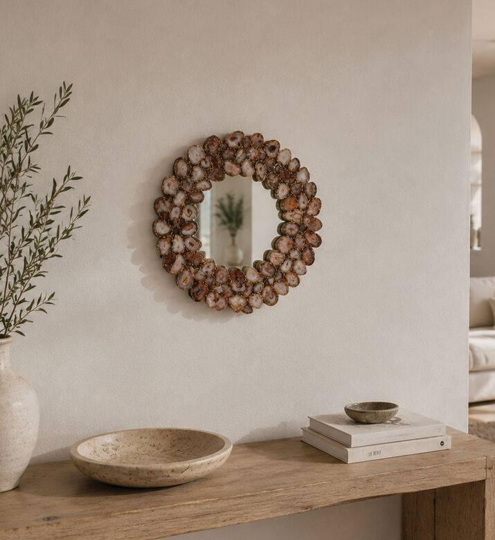 Home Deco and More Quartz Stones Frame Mirror, Packshot View