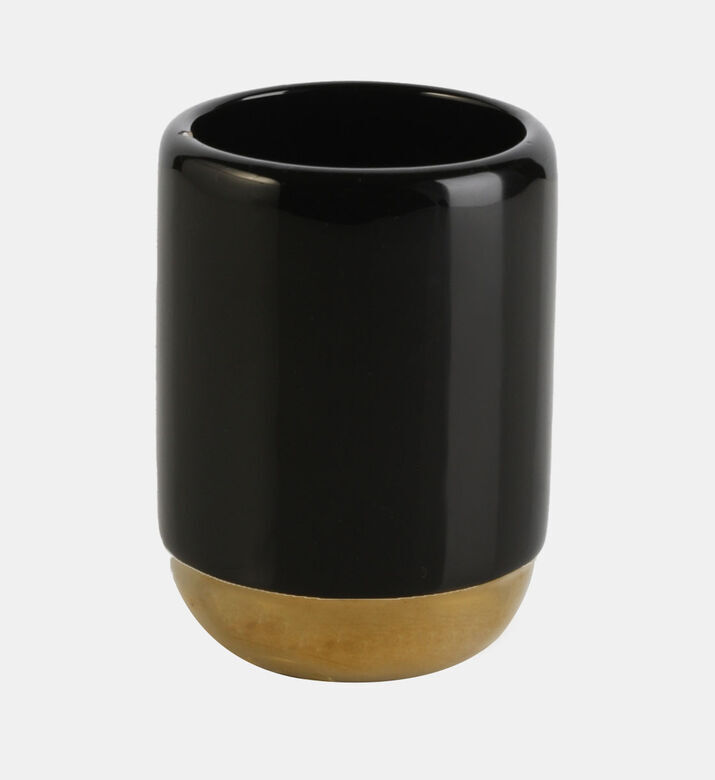 Home Deco and More Abby Ceramic Round Tumbler, Black, Packshot View
