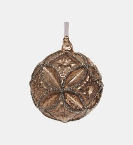 Glittered Floral Glass Bauble