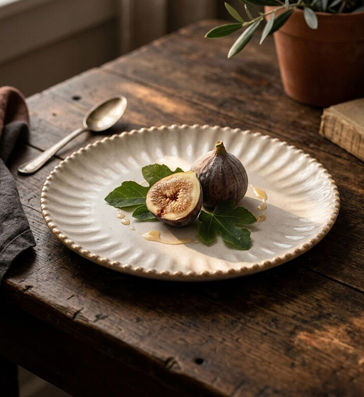 Home Deco and More Stoneware Raising Pearl Design Desert Plate, Packshot View