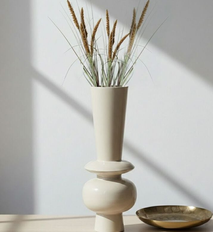 Kersten Iron Layered Circles Vase, Ivory, 76-cm, Packshot View