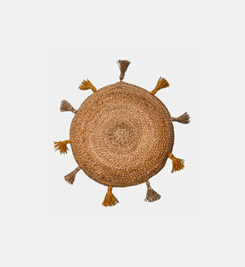 Alizea Sunny Jute Pom Pom Cushion, Natural, 40x8-cm, Packshot View