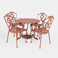 Antoinette Dining Table With 4 Chairs Red 100 Cm