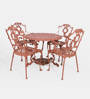 Antoinette Dining Table With 4 Chairs Red 100 Cm