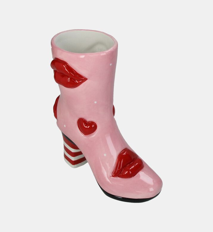 Stoneware Lips-details Boot Vase