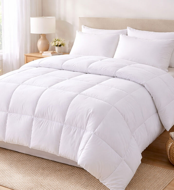 Home Deco and More Lotus Cotton Comforter Duvet, White, 140x200-cm, Packshot View