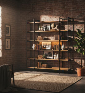 Home Deco and More Brooks Wide Shelf Pine Bookcase, Packshot View