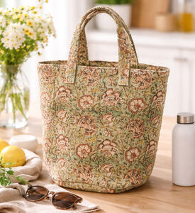 Home Deco and More Printed Handled Laundry Basket, Green, 10x28-cm, Packshot View