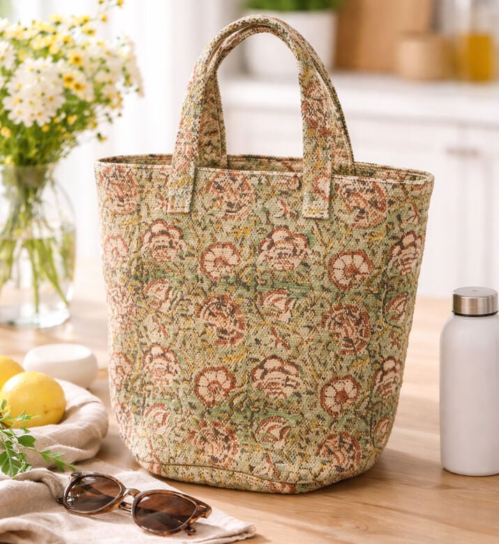 Home Deco and More Printed Handled Laundry Basket, Green, 10x28-cm, Packshot View