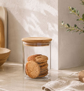 Home Deco and More Borosilicate Glass Storage Jar, Clear, 9.5x9.5x18.5-cm, Packshot View