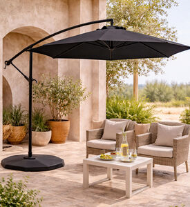 Home Deco and More Fabric Banana Side Umbrella, Black, 300-cm, Packshot View