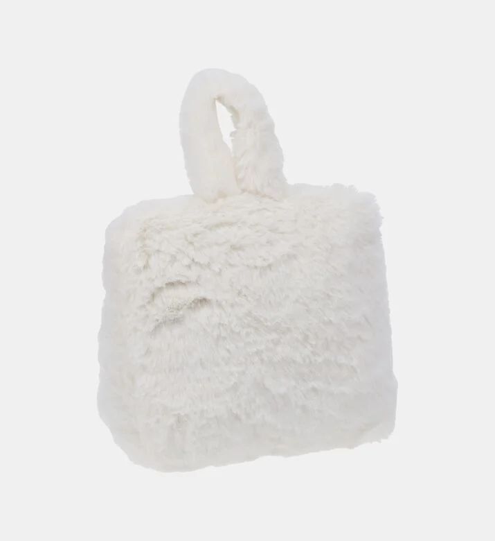 Home Deco and More Faux Fur Door Stopper, White, Packshot View