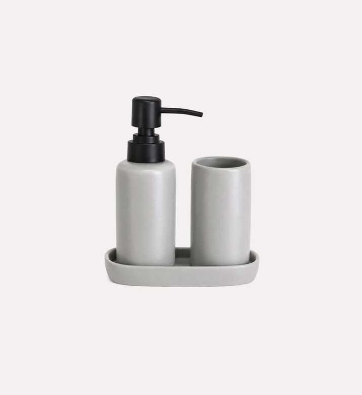 Home Deco and More Bathroom 3-piece Accessory Set, Grey, Packshot View