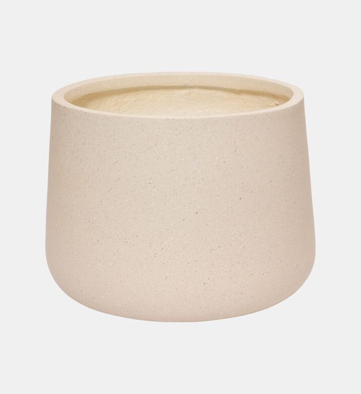 Home Deco and More Fiber Clay Round Planter, Beige, 34-cm, Packshot View