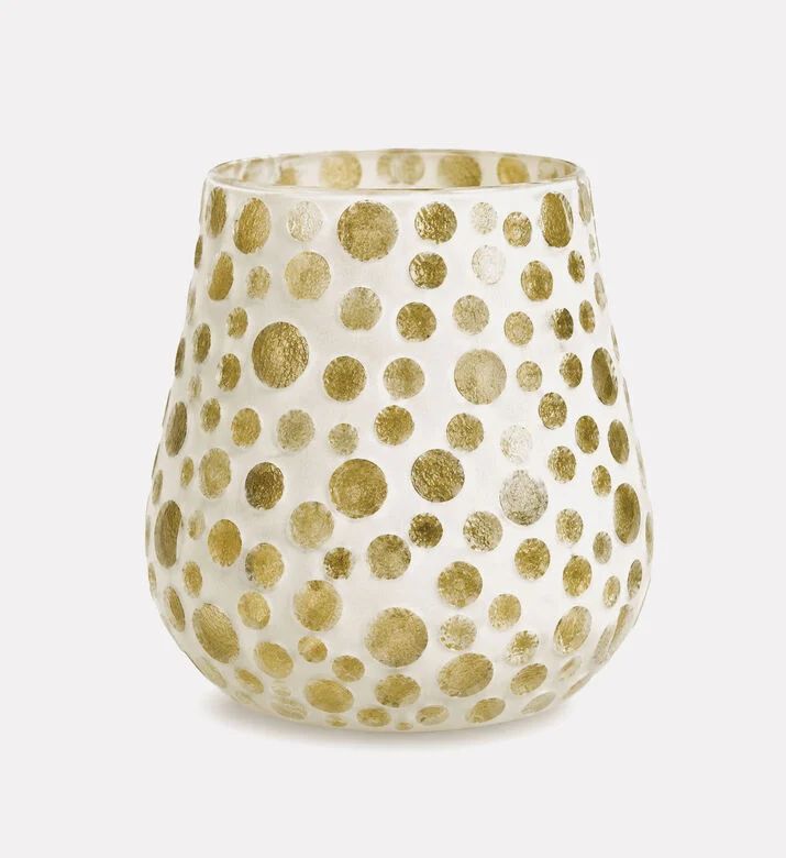Home Deco and More Dot Cutout Hurricane Lantern, Brown, Packshot View