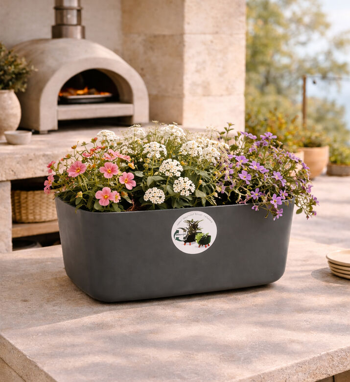 Home Deco and More Footed Flower Pot, Grey, Packshot View