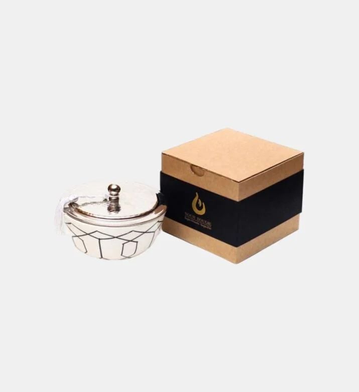 Nour Bougie Ceramica Bowl Candle, White, 10-cm, Packshot View