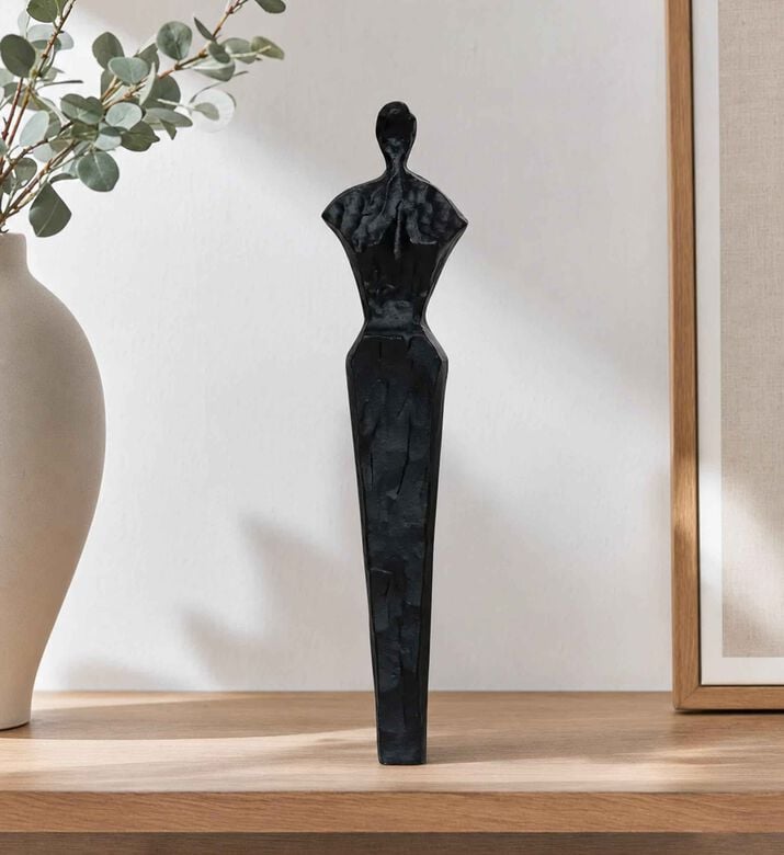 Home Deco and More Marble Base Small Tall Figurine Pair, Black, L, Model View