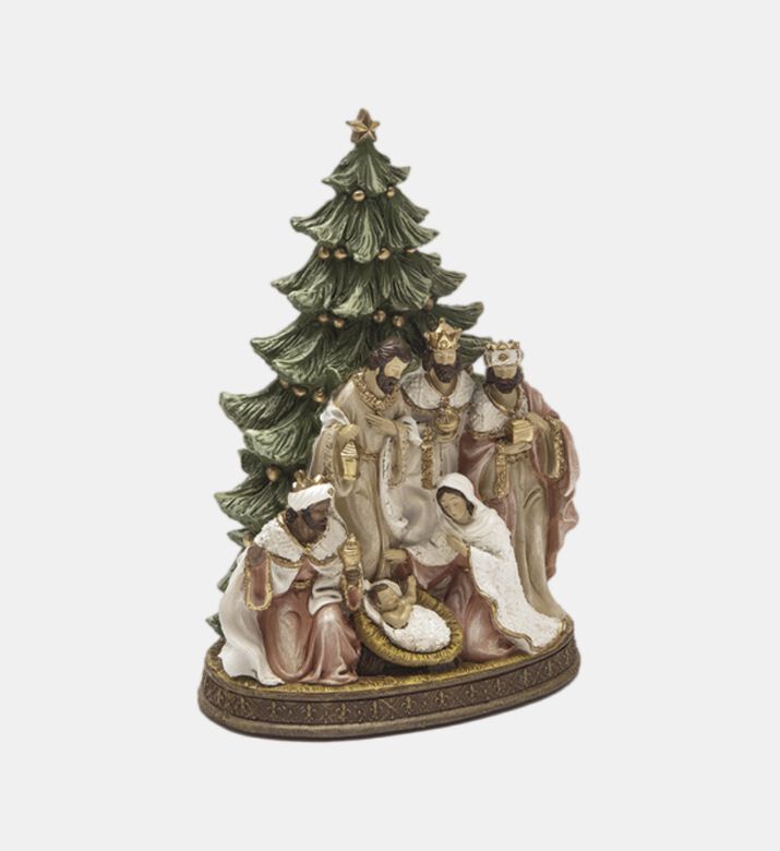 Resin Nativity Tree Scene