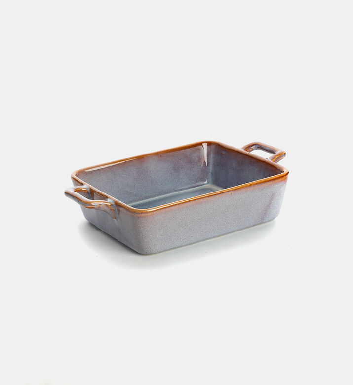 Siaki Stoneware Rectangular Oven Handled Dish, Light-grey, Packshot View