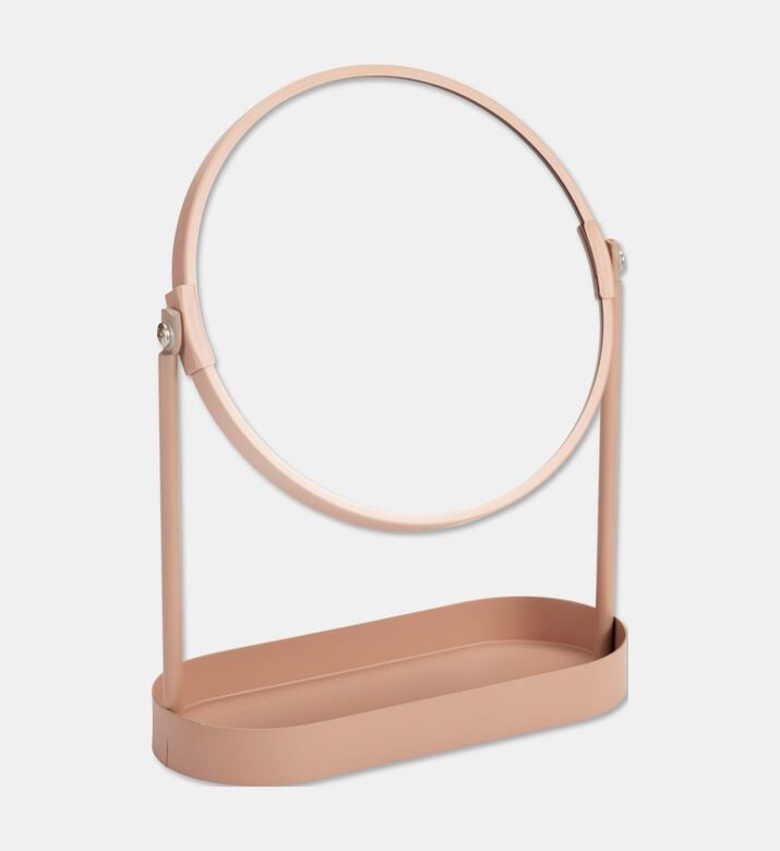Home Deco and More Make Up Mirror With Organiser, Pink, Packshot View