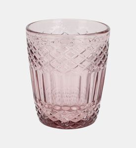Excellent Houseware Engraved Tall Drinking Glass, Pink, Packshot View