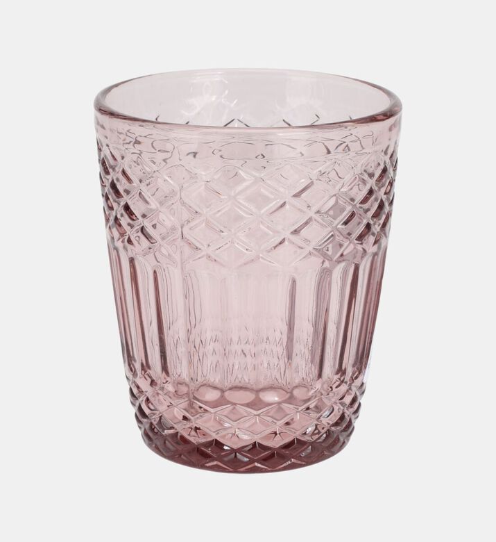 Excellent Houseware Engraved Tall Drinking Glass, Pink, Packshot View
