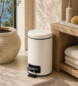 Home Deco and More Iron Foot Pedal Bin, White, Packshot View