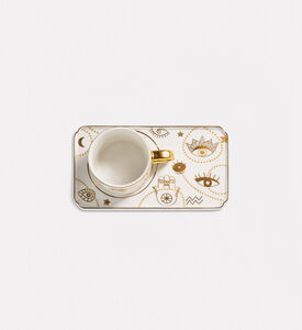 Home Deco and More Gold Eye Porcelain Cup & Tray Set, Packshot View