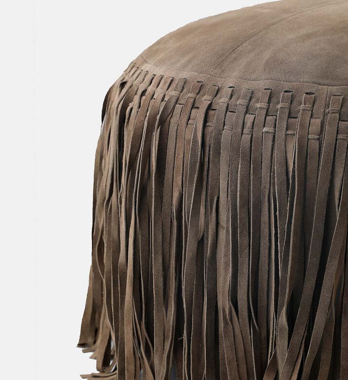 Willow Suede Leather Round Pouf