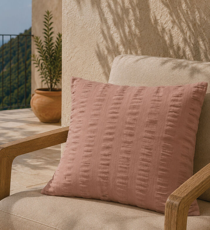 Home Deco and More Textured Zipped Cushion, Pink, Packshot View