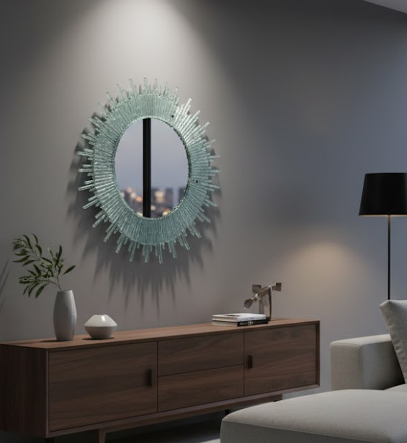 Recycled Glass Sun Frame Mirror