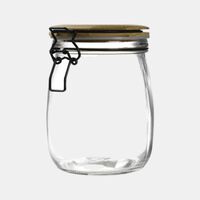 Wire Clip Bamboo Lid Storage Jar