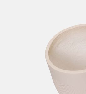 Home Deco and More Fiber Clay Half Ribbed Planter, Beige, 32-cm, Packshot View
