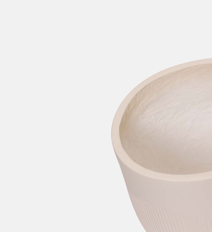 Home Deco and More Fiber Clay Half Ribbed Planter, Beige, 32-cm, Packshot View