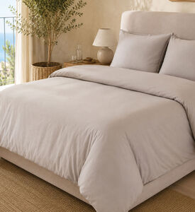 Home Deco and More Lima Cotton Sateen Duvet Cover, Ecru, 260x240-cm, Packshot View