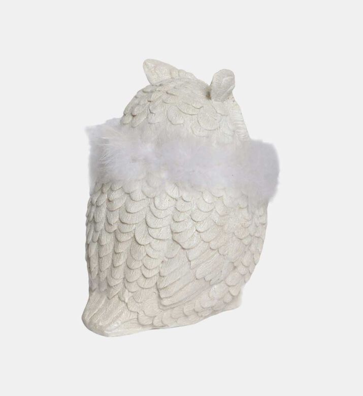 Fur Owl-shaped Ornament 12x12x18 Cm