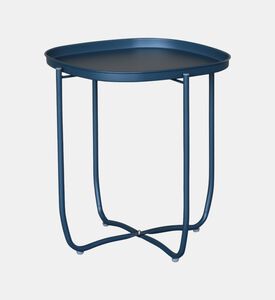 Home Deco and More Qingdai Metallic Round-shape Side Table, Navy, Packshot View