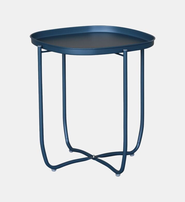 Home Deco and More Qingdai Metallic Round-shape Side Table, Navy, Packshot View