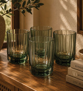 Home Deco and More Clear Stripes Tumbler, Green, Packshot View