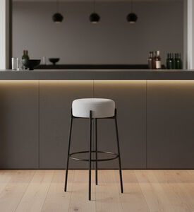 Home Deco and More Archie Fabric Steel Bar Stool, Packshot View