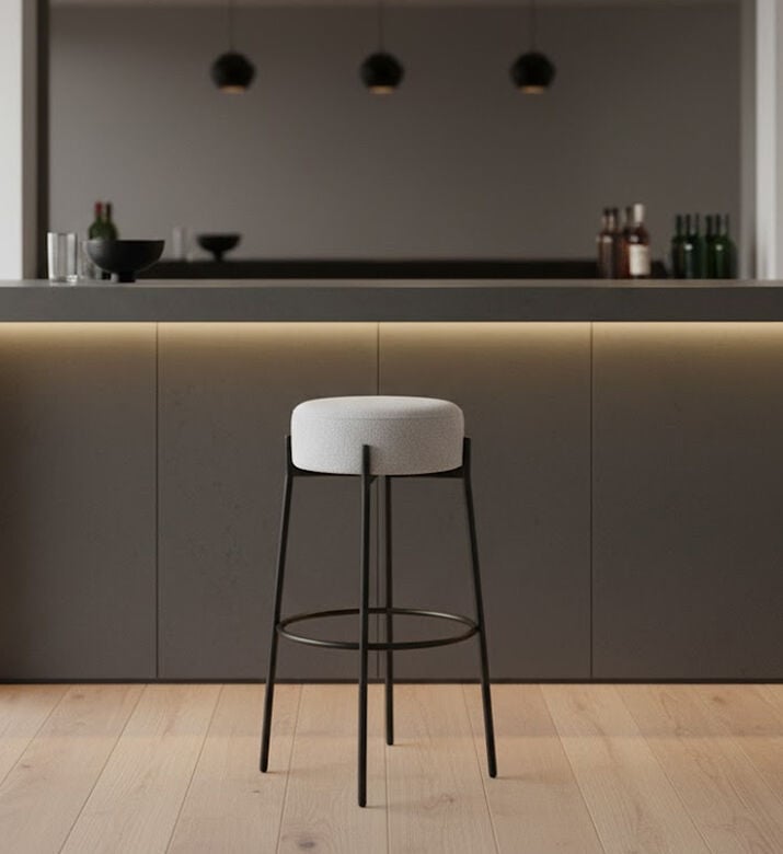 Home Deco and More Archie Fabric Steel Bar Stool, Packshot View Home Deco and More Archie Fabric Steel Bar Stool, Packshot View