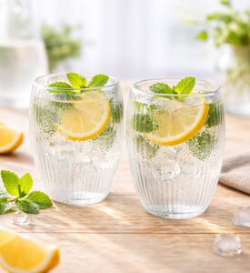 Home Deco and More Double Wall Stripe Clear Glass Mug 2-piece Set - 280ml, Packshot View