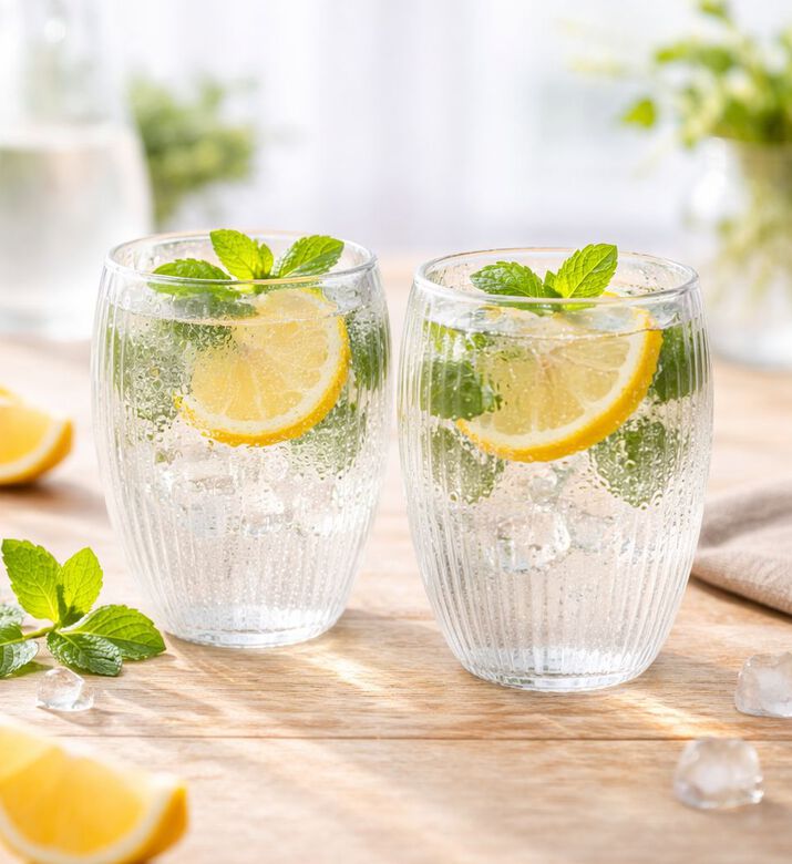 Home Deco and More Double Wall Stripe Clear Glass Mug 2-piece Set - 280ml, Packshot View